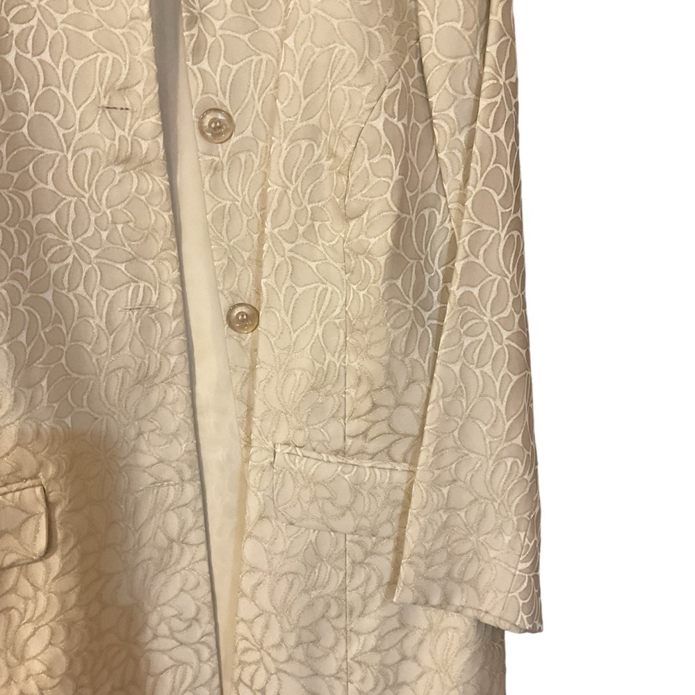 Susan Graver Cream Floral Jacquard Button Front Jacket - Picture 3 of 6
